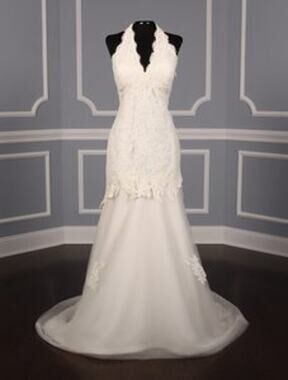 JUSTINA ATELIER Bridal Penny Lace Halter Sleeveless Ivory Wedding Dress Gown 8